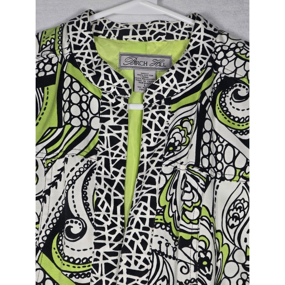 Birch Hill Womens Blazer Open Front Multicolor 3/4 Sleeve Abstract Paisley Large - Picture 3 of 13